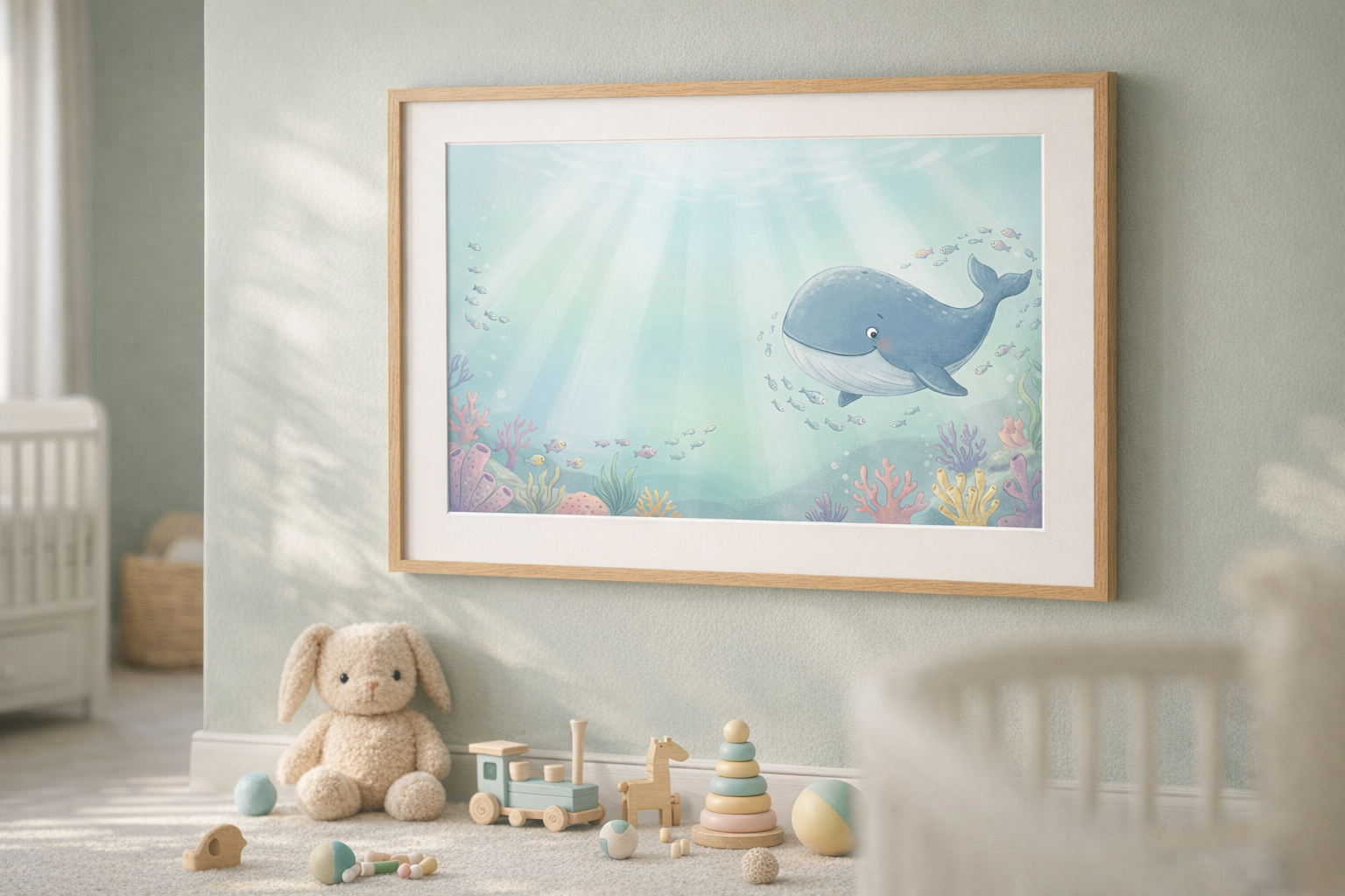 Printable Underwater Scene with a smiling cute whale - thumbnail 3